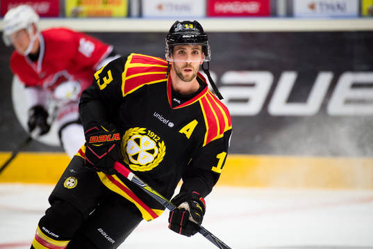Brynäs Ryan Gunderson före ishockeymatchen i SHL mellan