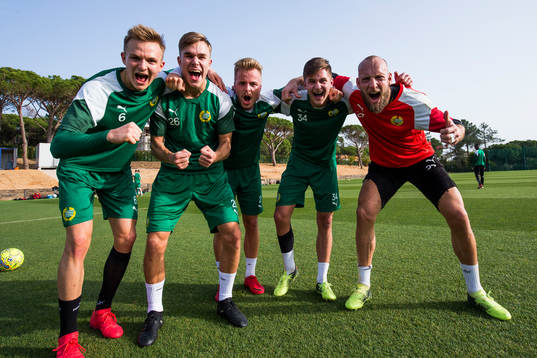 Hammarbys Oscar Krusnell, Dusan Jajic, Sander Svendsen, Leo