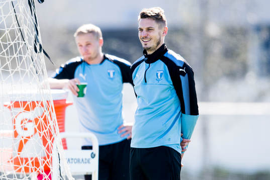 Malmö FFs Franz Brorsson och Markus Rosenberg