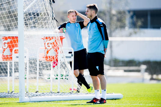 Malmö FFs Franz Brorsson och Markus Rosenberg
