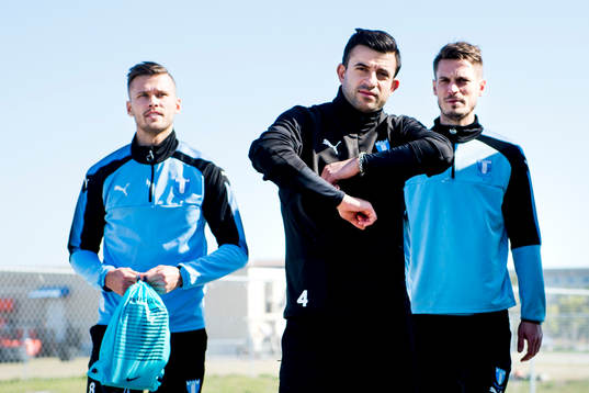 Malmö FFs Arnór Ingvi Traustason, Behrang Safari och