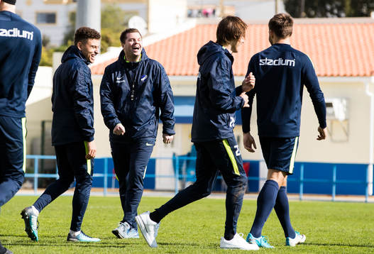Norrköpings Jordan Larsson, tränare Jens Gustafsson,