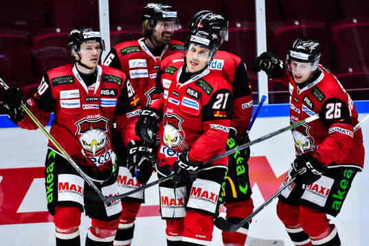 Malmö Redhawks Tobias Ekberg  , Andy Miele  och Axel