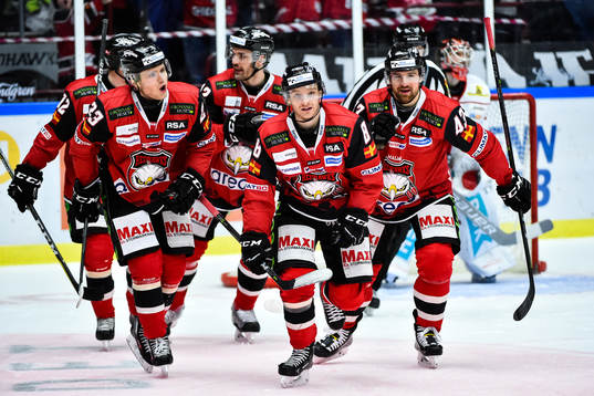 Malmö Redhawks Christoffer Forsberg och Nichlas Hardt