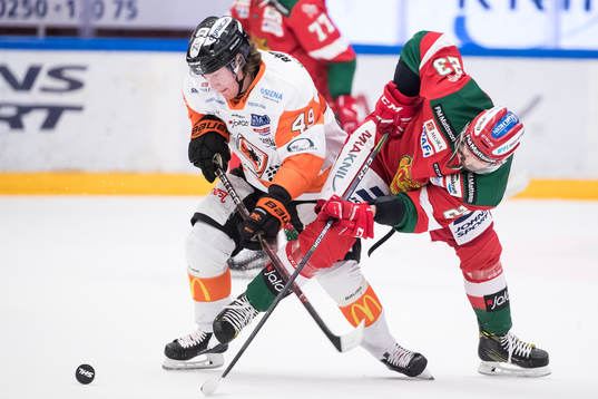 Karlskronas Filip Cruseman och Moras Tomas Skogs  i