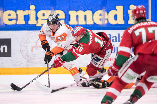 Moras Emil Aronsson och Karlskronas Bobbo Petersson  i
