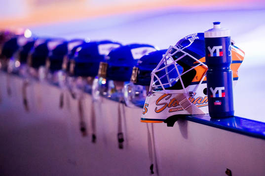 Helmets of Storhamar lined up