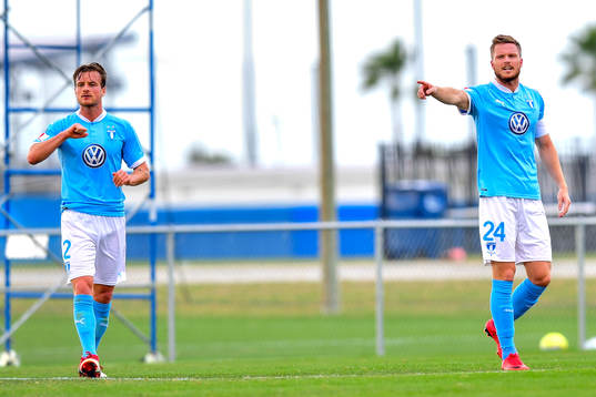Malmö FFs Eric Larsson och Lasse Nielsen