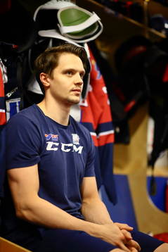 Linköpings Kristian Näkyvä före ishockeymatchen i SHL