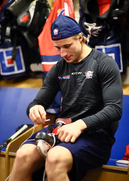 Linköpings Jakob Lilja före ishockeymatchen i SHL mellan