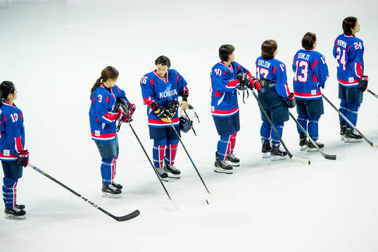 The Korean players line up