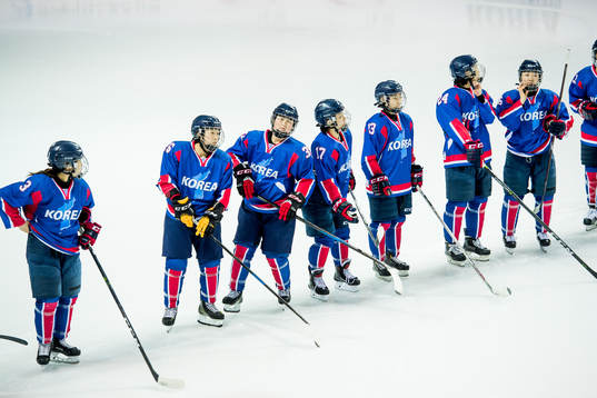 The Korean players line up
