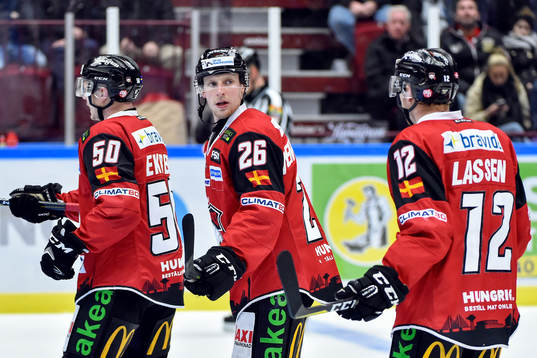 Malmö Redhawks Tobias Ekberg, Axel Wemmenborn och Matias