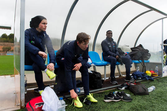 Helsingborgs Max Svensson, Carl Thulin och Oke Akpoveta på