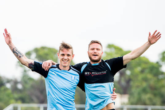 Malmö FFs Sören Rieks och Lasse Nielsen