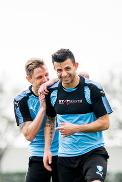 Malmö FFs Sören Rieks och Behrang Safari