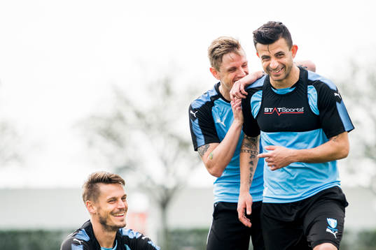 Malmö FFs Markus Rosenberg Sören Rieks och Behrang Safari