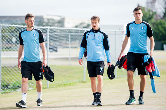 Malmö FFs Markus Rosenberg, Eric Larsson och Alexander