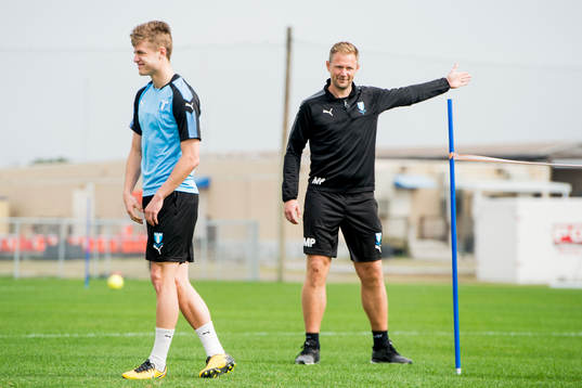 Malmö FFs Mattias Svanberg och tränare Magnus Pehrsson