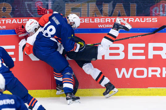 Daniel Rahimi of Växjö hits a Jyväskylä player