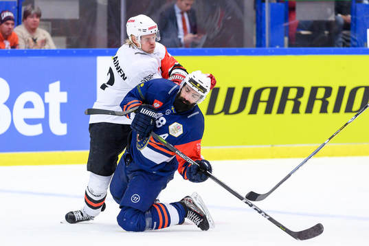 Daniel Rahimi of Växjö takes a fall in a fight for the