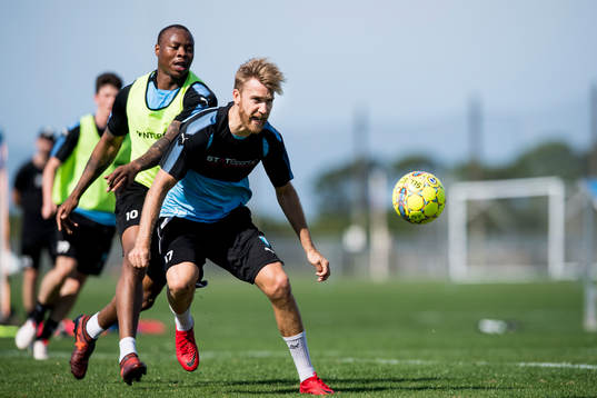 Malmö FFs Carlos Strandberg och Rasmus Bengtsson