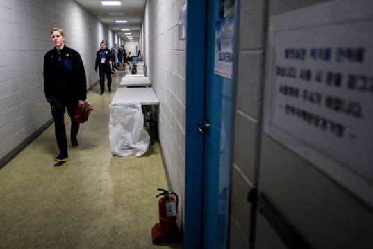Rasmus Dahlin of Sweden in the catacombs