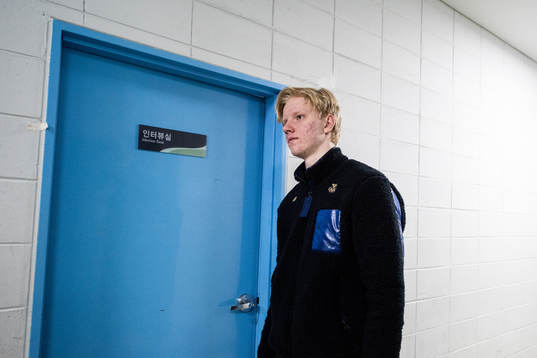 Rasmus Dahlin of Sweden in the catacombs