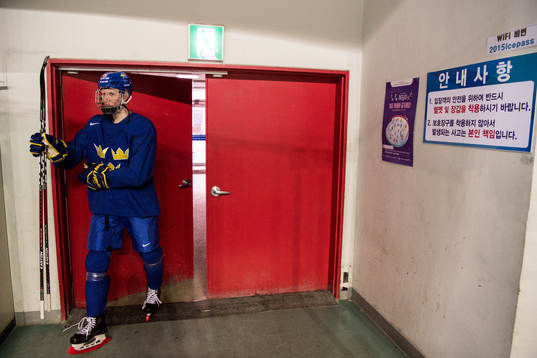 Rasmus Dahlin of Sweden make his entrance