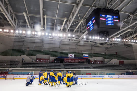 The players of Sweden going through some tactics