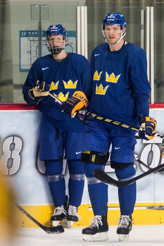 Rasmus Dahlin and Staffan Kronwall of Sweden