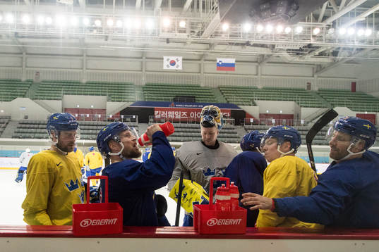 The players of Sweden drinks water