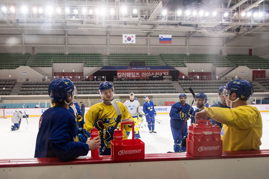 The players of Sweden drinks water