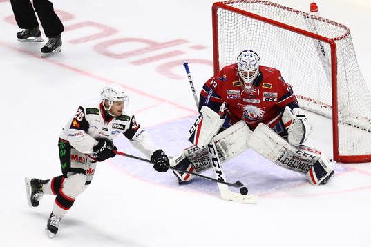 Malmö Redhawks Axel Wemmenborn och Linköpings målvakt