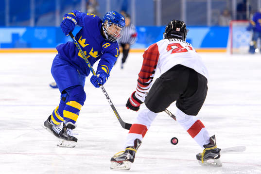 Pernilla Winberg of Sweden in the women's ice hockey game