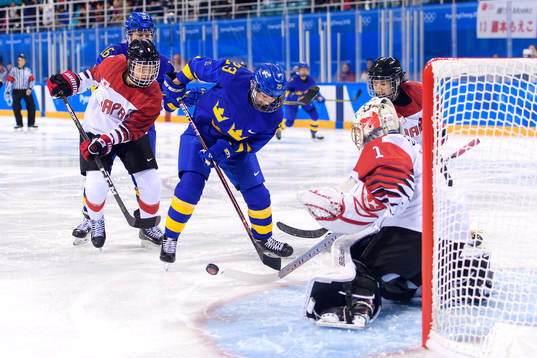 Rebecca Stenberg of Sweden in the women's ice hockey game