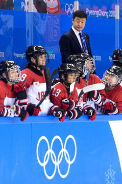 Takeshi Yamanaka, head coach of Japan, in the women's ice