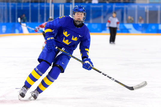 Sara Hjalmarsson of Sweden in the women's ice hockey game