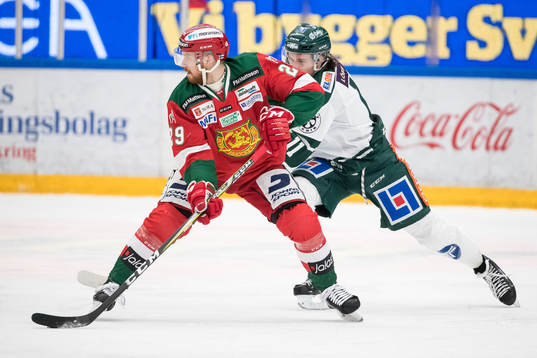 Moras Marcus Fagerudd och Färjestads Joakim Nygård  i