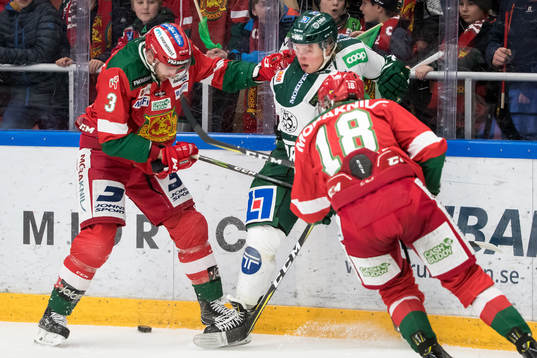 Moras Brandon Gormley och Färjestads Fabian Zetterlund och