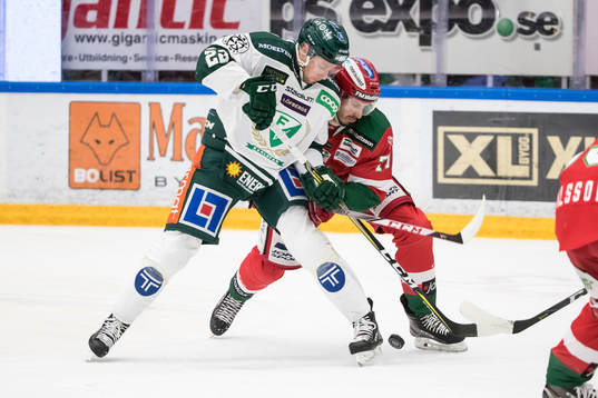 Färjestads Fabian Zetterlund och Moras Keaton Ellerby  i