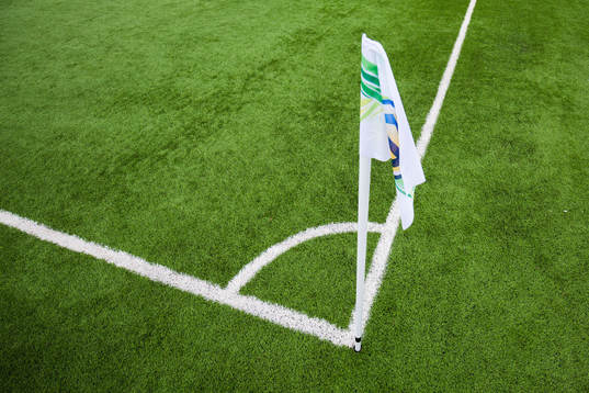 En hörnflagga på Vikingavallen innan träningsmatchen i