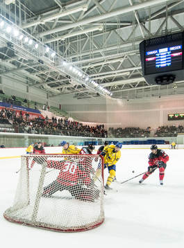 Alexander Bergström of Sweden worrier against Goaltender