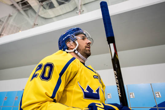 Joel Lundqvist of Sweden arrives the warm up
