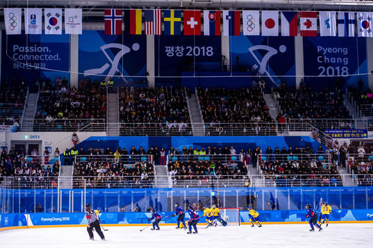 Flags above the ice