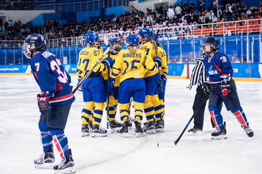 Players of Sweden celebrates a goal