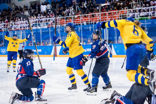 Erika Grahm of Sweden (m) celebrates a goal