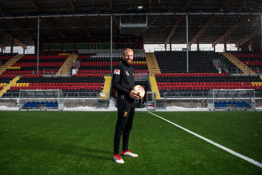 Footballplayer of Östersund Curtis Edwards poses for a