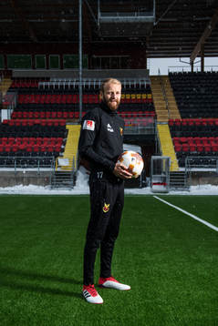 Footballplayer of Östersund Curtis Edwards poses for a