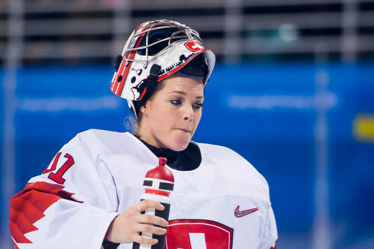 Goaltender Florence Schelling of Switzerland in the Women's